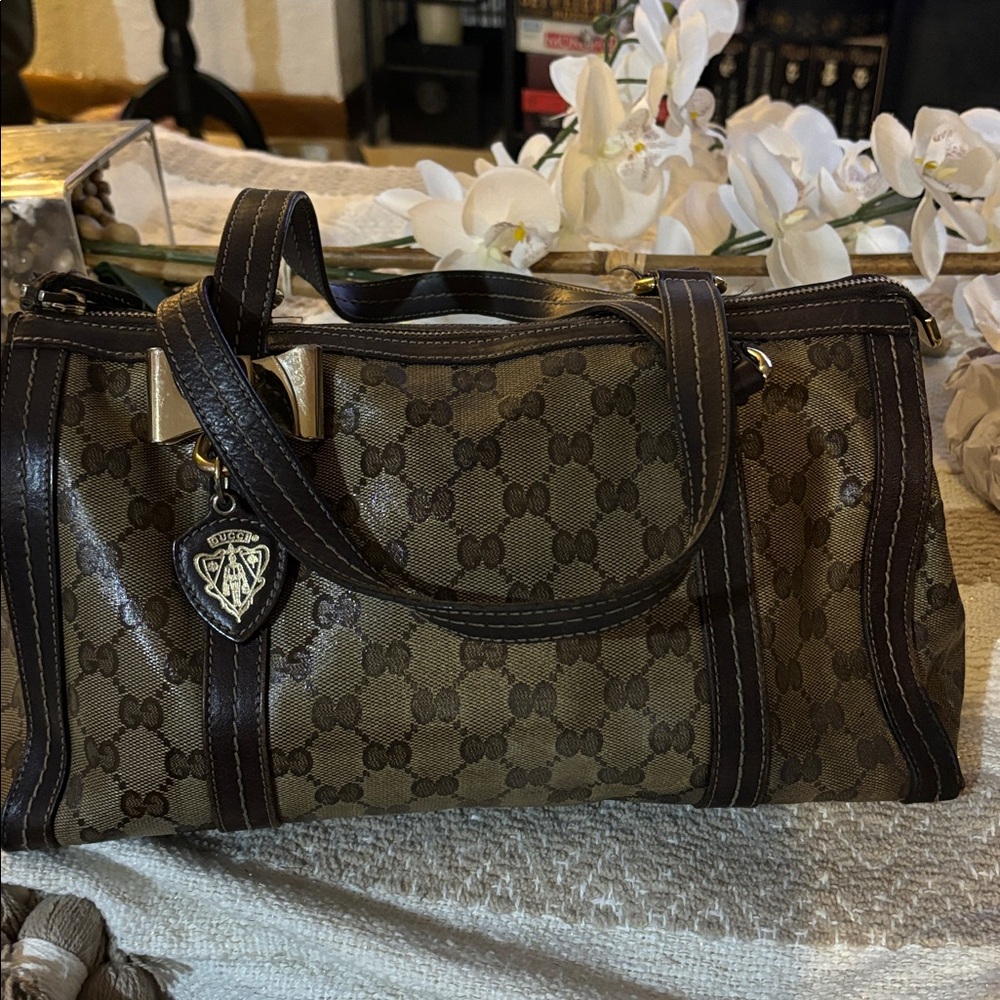 Gucci Tan and Brown Monogram Tote
